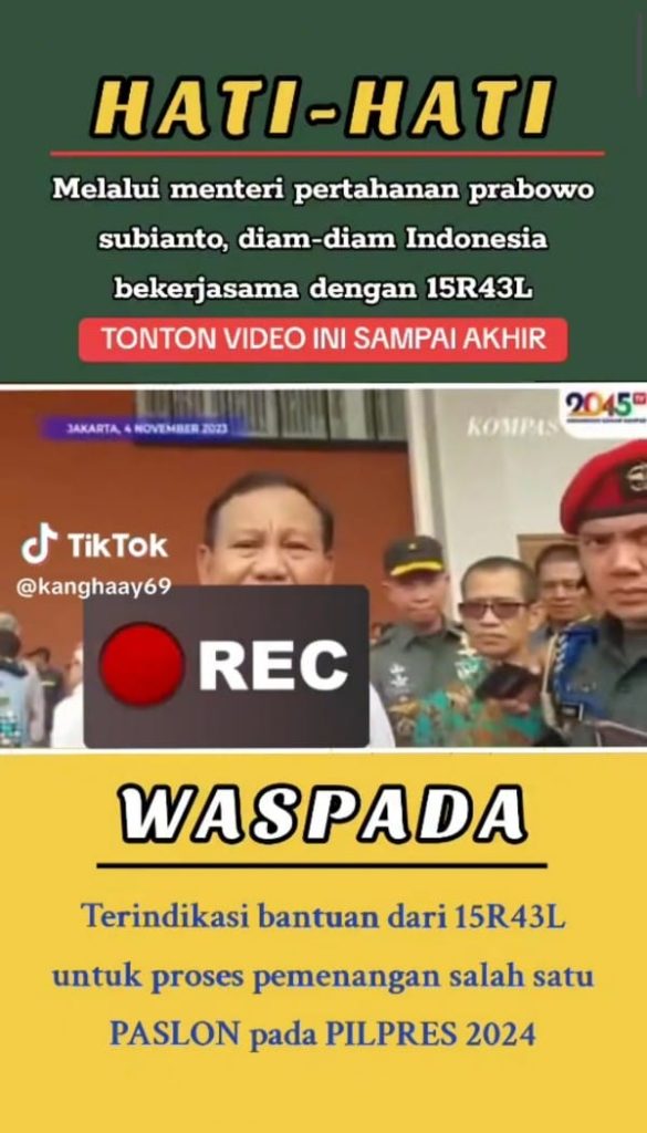 Tangkapan layar video yang mengklaim Prabowo dapat dukungan Israel (dok/istimewa)