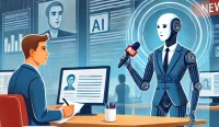 Ilustrasi wartawan dan AI (sumber AI/ChatGPT)